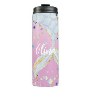 Garrafa Térmica Bateria De Sereia Com Glitter Whimsical Sob O Mar