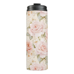 Garrafa Térmica Batom de Rosa Rosa Floral Chuveiro Nupcial