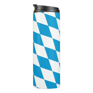 Garrafa Térmica Baviera Azul e Branco Padrão de Bandeira em Diaman