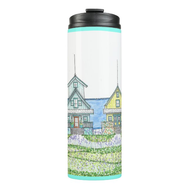 Garrafa Térmica Beach Shack Life 1; Thermal Tumbler; Cyan (Frente)