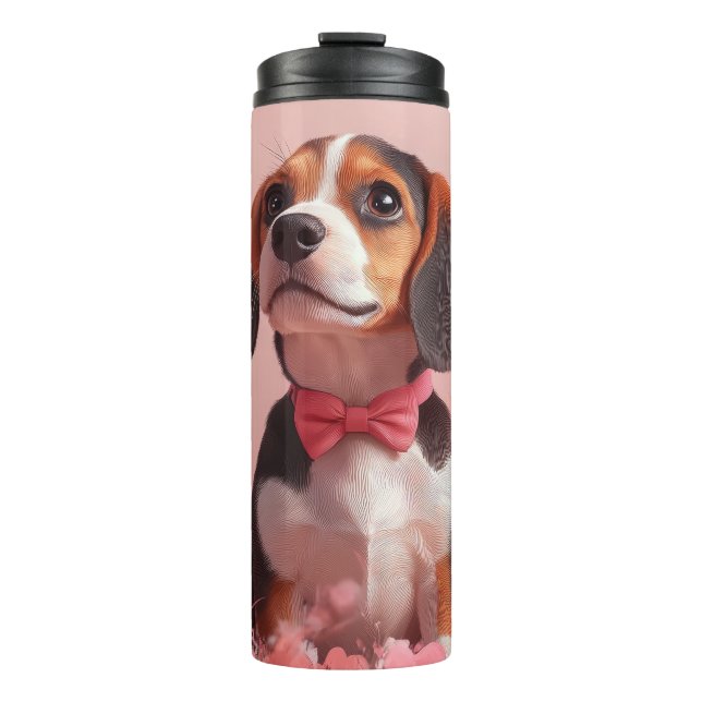 Garrafa Térmica Beagle com Rosas - Dia dos Namorados (Frente)