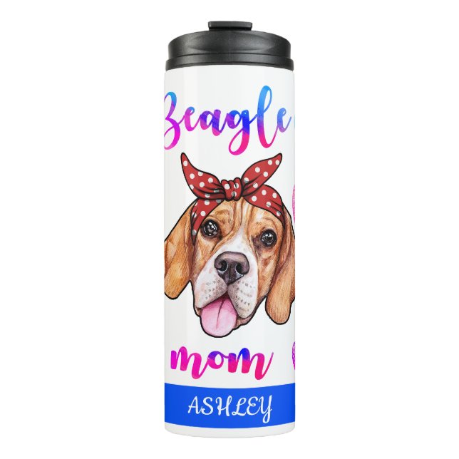 Garrafa Térmica Beagle Mãe Cão Dia de as mães Bonito (Frente)