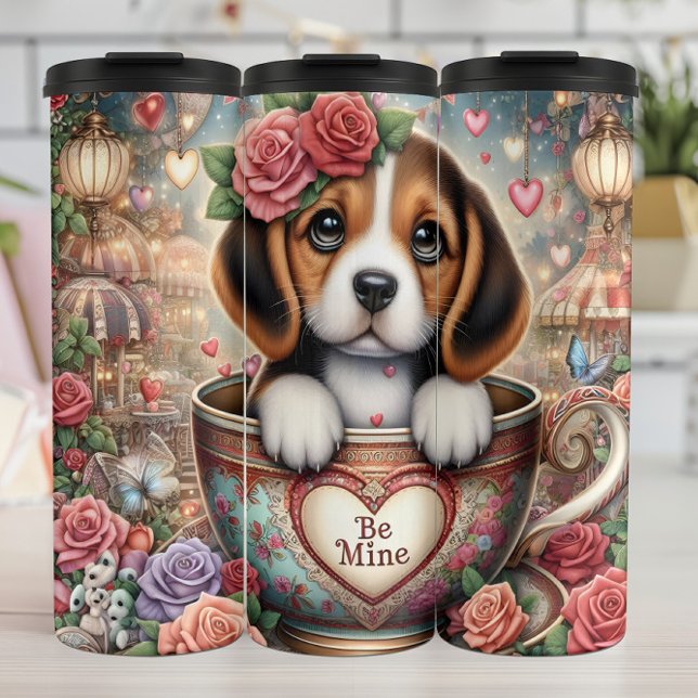 Garrafa Térmica Beagle Puppy Teacup Be Mine Wrap (Criador carregado)