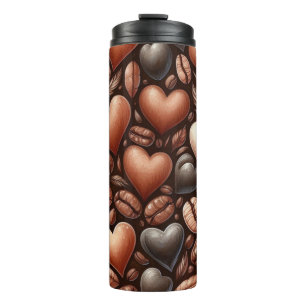 GARRAFA TÉRMICA BEANS DE CAFÉ ESCURO EM FORMA DE CORAÇÃO