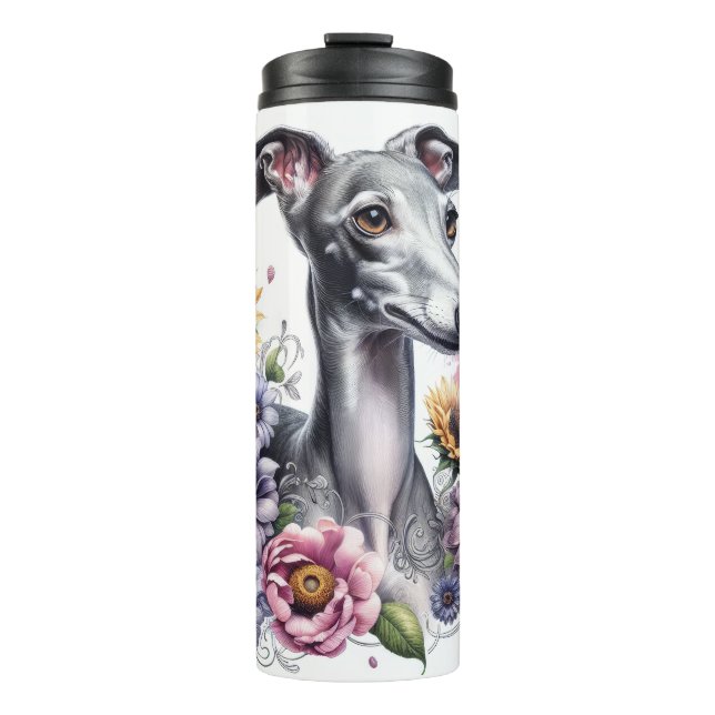 Garrafa Térmica Beautilul l - Cão de Greyhound Italiano (Frente)