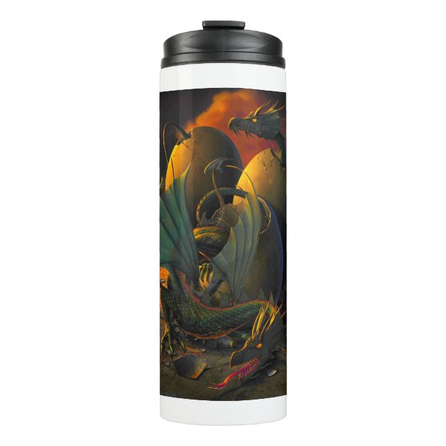 Garrafa Térmica Bebês Dragões Apanhando de seus Ovos (Frente)