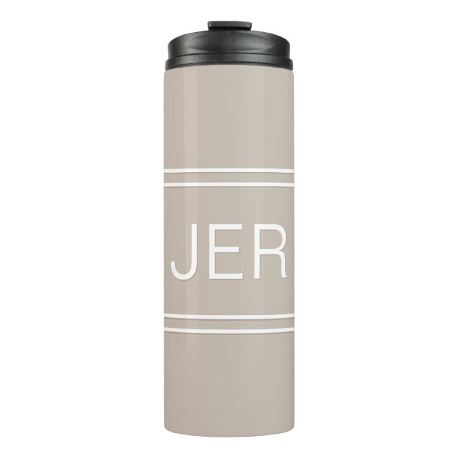 Garrafa Térmica Bebida com Monograma Personalizado em Bege Caqui (Frente)