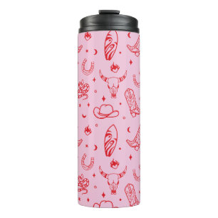 Garrafa Térmica Bebidas Quentes Rosa Vermelhas Rosa-Rosa-Cowgirl C