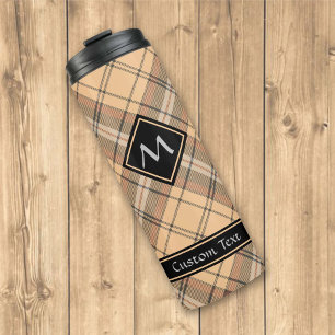Garrafa Térmica Beige e Brown Tartan