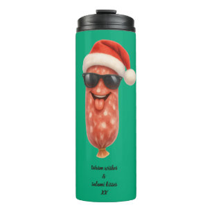 Garrafa Térmica Beijos engraçados de salame de natal
