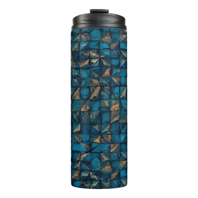 Garrafa Térmica Bela Aparência de Patchwork em Teal Escuro (Frente)