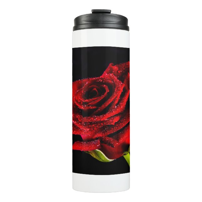 Garrafa Térmica Bela rosa vermelha (Frente)