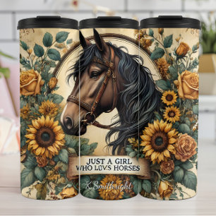 Garrafa Térmica Beleza Floral Rústica do Girassol Equestre