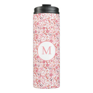 Garrafa Térmica Beleza Rosa & Maquiagem Padrão Sem Costura Feminin