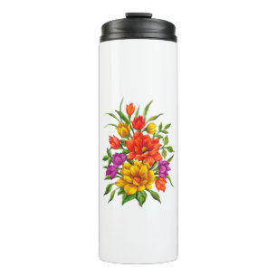 Garrafa Térmica Belo Buquê De Flores Em Aquarela-34123