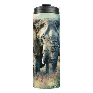 Garrafa Térmica Belo Elefante De Aquarela