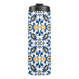 Garrafa Térmica 💙 💛 Belos Azulejos azuis e amarelos,