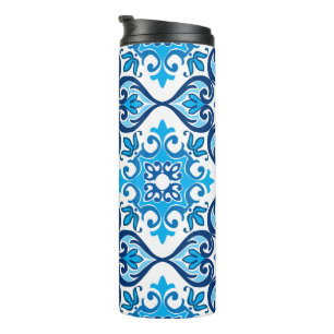 Garrafa Térmica 💙🤍 Belos azulejos azuis e brancos X, Térmico