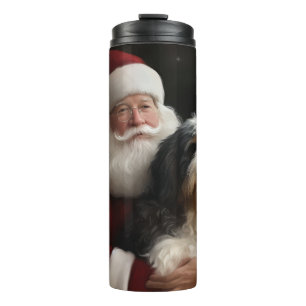 Garrafa Térmica Bernedoodle com Papai Noel Natal Festivo