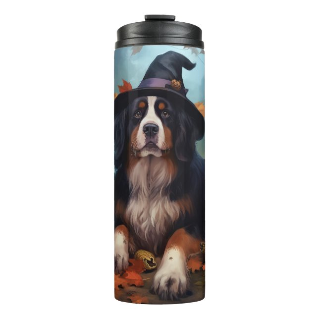 Garrafa Térmica Bernese Mountain Pumpkins Halloween Assustado (Frente)