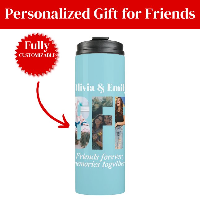 Garrafa Térmica BFF Photo Collage Thermal Tumbler Gifts for Friend (BFF Photo Collage Thermal Tumbler Gifts for Friend)