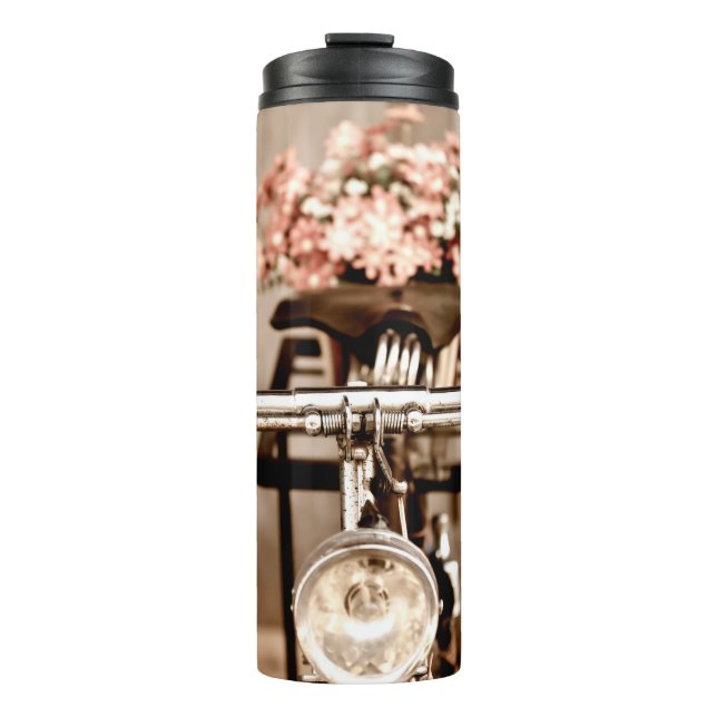 Garrafa Térmica Bicicleta velha e flores borram no processo de fun (Frente)