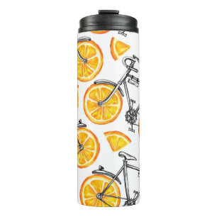 Garrafa Térmica Bicicletas bonitas com rodas laranja. Manipulaçã