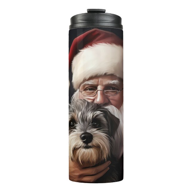 Garrafa Térmica Biewer Terrier com Papai Noel Natal Festivo (Frente)