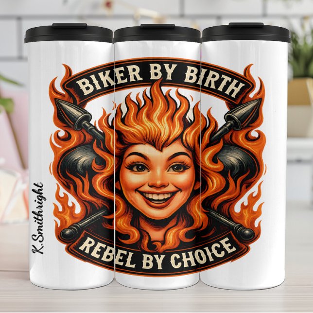 Garrafa Térmica Biker by Birth Rebel By Choice Emblem (Criador carregado)