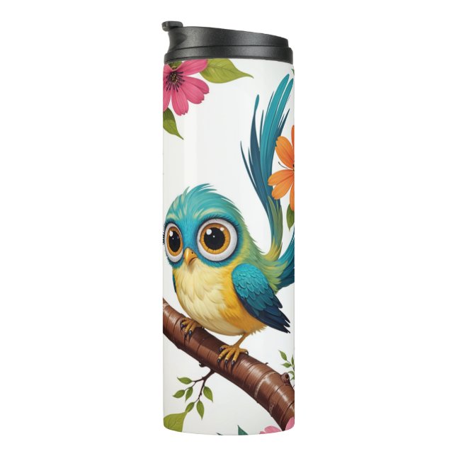 Garrafa Térmica Bird Whimical e Blooms Tumbler térmico (Rotação à direita)