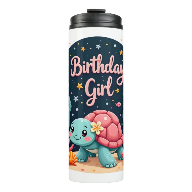 Garrafa Térmica Birthday Girl Sea Turtle Theme Birthday Party Ocea (Frente)