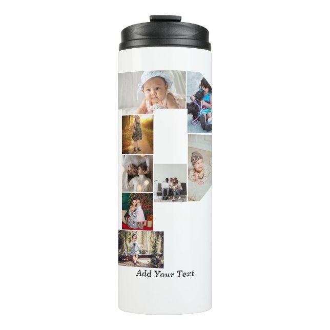 Garrafa Térmica Black and White Letter P Photo Collage (Frente)