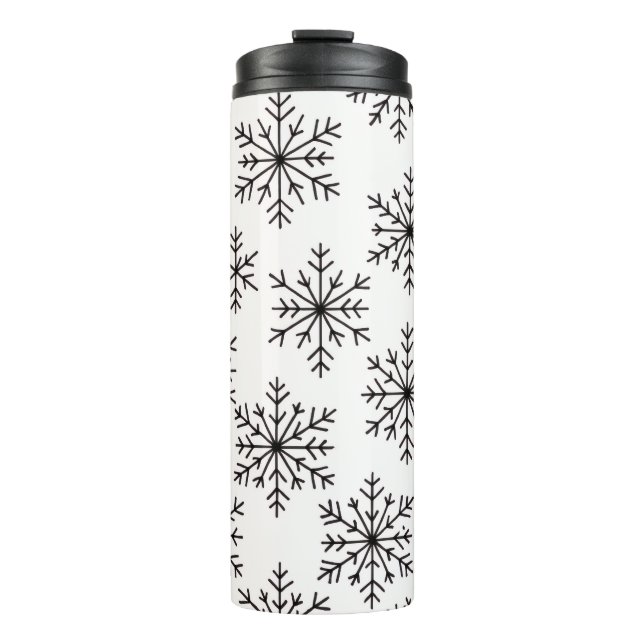 Garrafa Térmica Black and White Snowflake Pattern Thermal Tumbler (Frente)