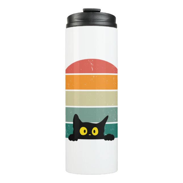 Garrafa Térmica Black Cat Peeking Sunset Vintage 4 (Frente)