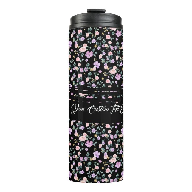 Garrafa Térmica Black Flower Lady floral pattern (Frente)
