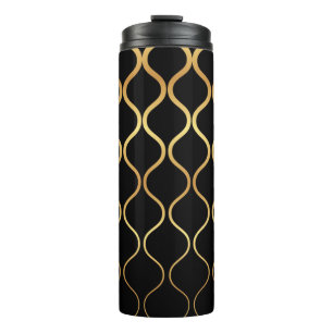 Garrafa Térmica Black, gold, cool, trendy, retro abstract design