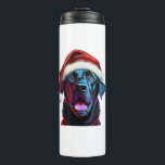 Garrafa Térmica Black Lab Christmas Magic_ Labrador no Santa Hat<br><div class="desc">Black Lab Christmas Magic_ Labrador no Santa Hat</div>
