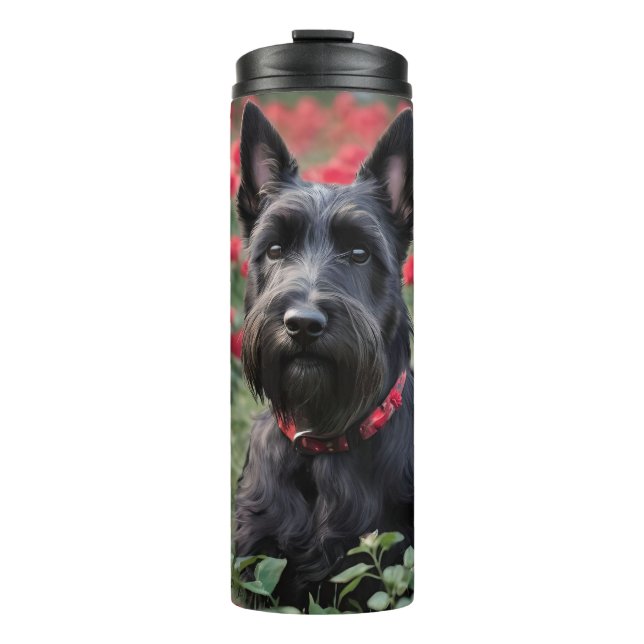 Garrafa Térmica Black Scottish Terrier In Rosa vermelha, (Frente)