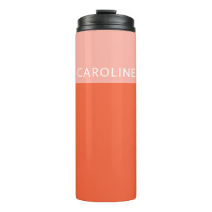 Garrafa Térmica Bloco Geométrico de Cor Laranja Rosa Personalizad