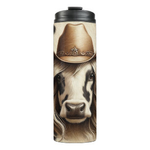 Garrafa Térmica Blona Country Cow Girl Engraçada