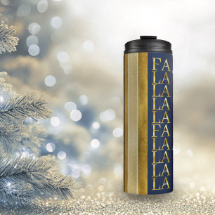 Garrafa Térmica Blue Dourado Natal Fa La Pattern#27 ID1009