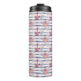 Garrafa Térmica Blue Red Anchors Floral Stripes Beach 