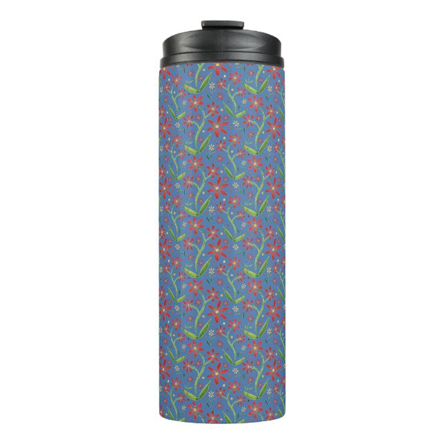 Garrafa Térmica Blue Sky | Dancing Daisies Watercolor Tumbler (Frente)