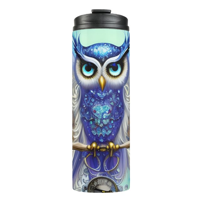 Garrafa Térmica Blue Steampunk Owl (Frente)