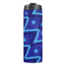 Garrafa Térmica Blue Zig Zags Dots Funky Pattern 