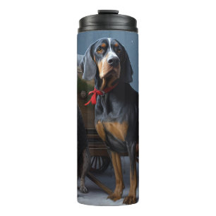 Garrafa Térmica Bluetick Coonhound Neve Trenó Natal Decoração de N