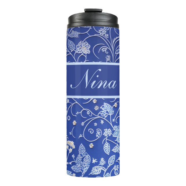 Garrafa Térmica Blumenmuster blau, hellblau (Frente)