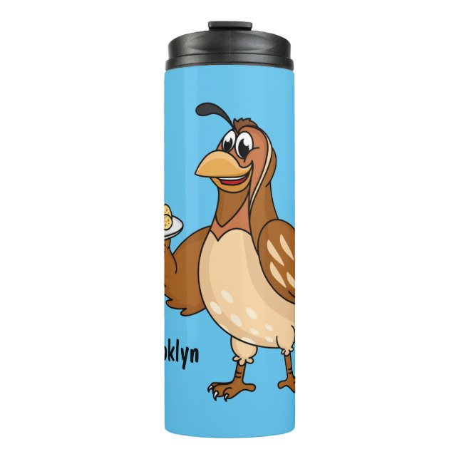 Garrafa Térmica Boa codorniz com animação de ovos (Frente)
