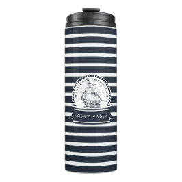 Garrafa Térmica Boat do Nome da Família Azul do marinho