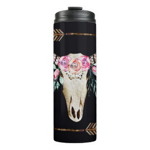 Garrafa Térmica Bohemian Deer Skull Watercolor Art